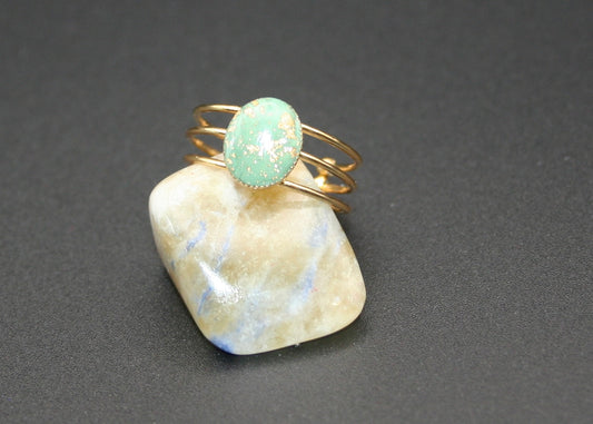 Mint & Gold Fleck Oval Ring
