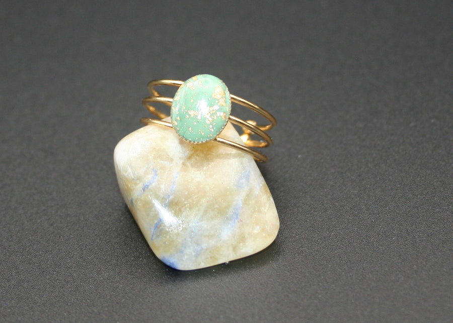 Mint & Gold Fleck Oval Ring